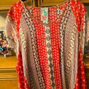 Johnny Was Red &Beige Tunic
